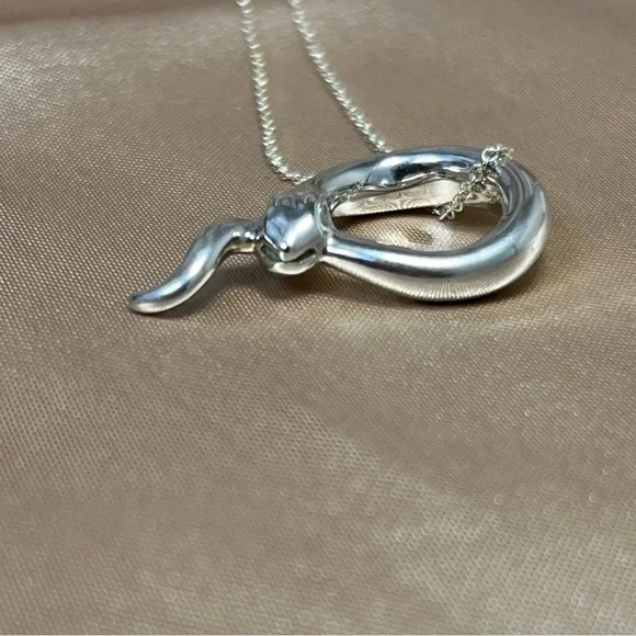Tiffany & Co Elsa Peretti Snake Pendant Necklace Sterling Silver w/ Box & Pouch - Picture 14 of 16